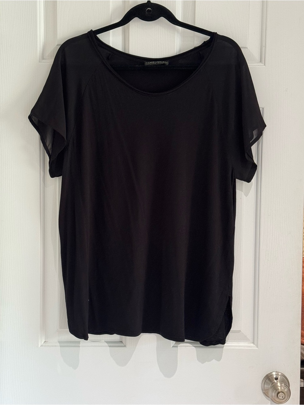 Forever 21 Black See Through Short Sleeve Relaxed Tee
